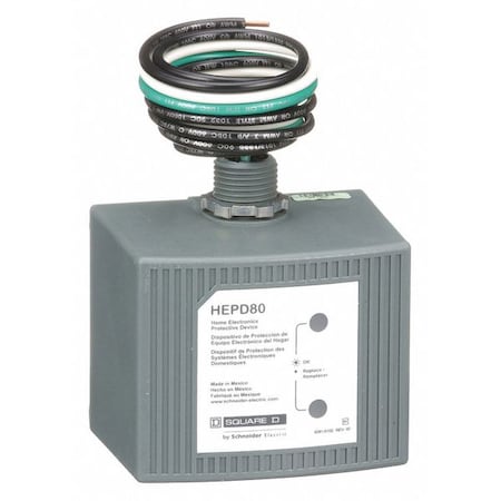 Square D Surge Protection Device, 1 Phase, 120/240V AC, 2 Poles, 3 Wires + Ground HEPD80