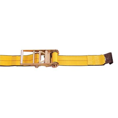 30ft X 4In Ratchet Tie-Down Straps | 5400lb Working Load Limit | Gold Polyester Straps With Zinc Plated Hooks