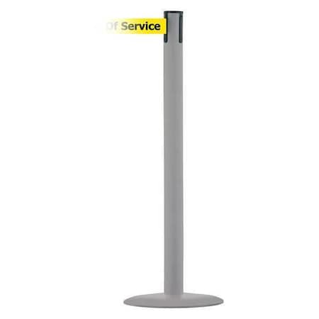 Tensabarrier Barrier Post with Belt, Gray, 7 1/2 ft Length, 38 in Post Height, Out of Service, Gray MARINEPOST-36-STD-NO-YEX-C