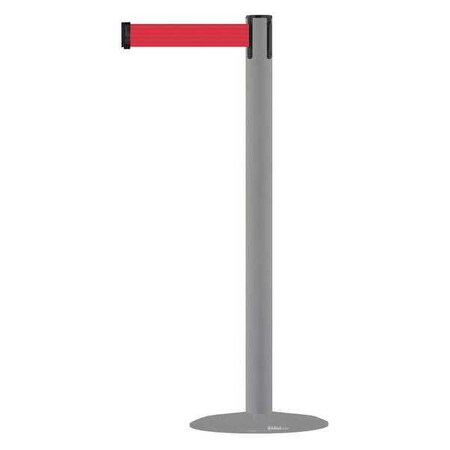 Tensabarrier Barrier Post with Belt, Gray, 13 ft Length, 38 in Post Height, No Legend, Gray MARINEPOST-36-MAX-NO-R5X-C