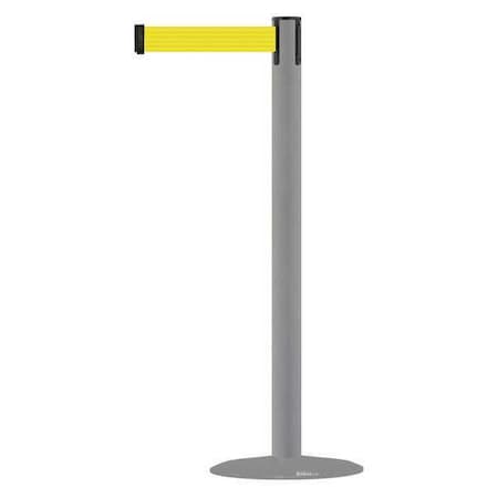 Tensabarrier Barrier Post with Belt, Gray, 13 ft Length, 38 in Post Height, No Legend, Gray MARINEPOST-36-MAX-NO-Y5X-C