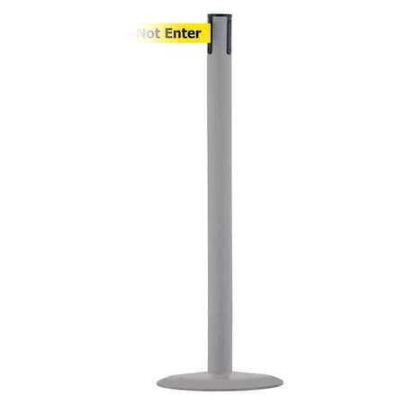 Tensabarrier Barrier Post with Belt, Gray, 13 ft Length, 38 in Post Height, Caution Do Not Enter, Gray MARINEPOST-36-MAX-NO-YAX-C