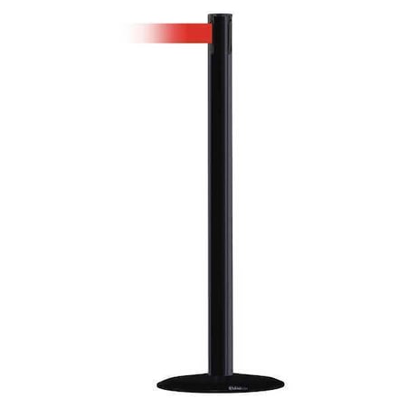 Tensabarrier Barrier Post with Belt, Black, 13 ft Length, 38 in Post Height, No Legend, Black MARINEPOST-33-MAX-NO-R5X-C