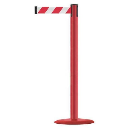 Tensabarrier Barrier Post with Belt, Red, 13 ft Length, 38 in Post Height, No Legend, Red MARINEPOST-21-MAX-NO-D3X-C