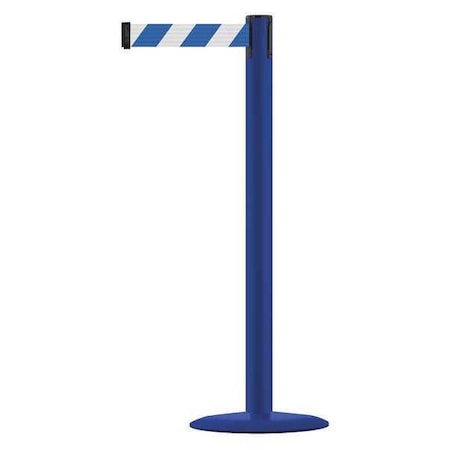 Tensabarrier Barrier Post with Belt, Blue, 13 ft Length, 38 in Post Height, No Legend, Blue MARINEPOST-23-MAX-NO-D1X-C