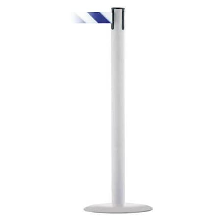 Tensabarrier Barrier Post with Belt, White, 7 1/2 ft Length, 38 in Post Height, No Legend, White MARINEPOST-32-STD-NO-D1X-C