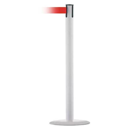 Tensabarrier Barrier Post with Belt, White, 7 1/2 ft Length, 38 in Post Height, No Legend, White MARINEPOST-32-STD-NO-R5X-C