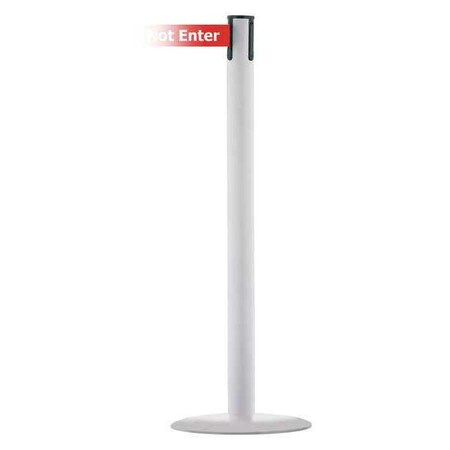 Tensabarrier Barrier Post with Belt, White, 7 1/2 ft Length, 38 in Post Height, Caution Do Not Enter, White MARINEPOST-32-STD-NO-RGX-C