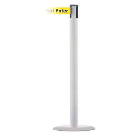 Tensabarrier Barrier Post with Belt, White, 7 1/2 ft Length, 38 in Post Height, Caution Do Not Enter, White MARINEPOST-32-STD-NO-YAX-C