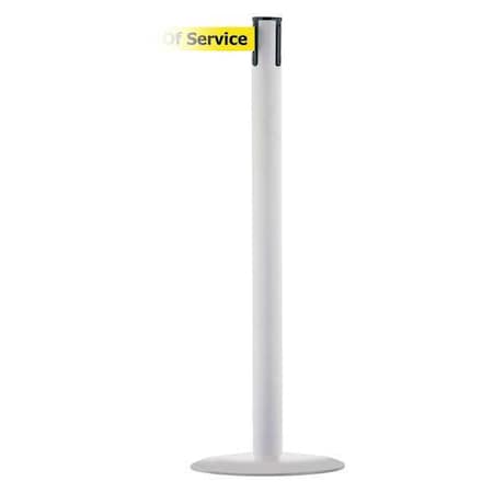 Tensabarrier Barrier Post with Belt, White, 7 1/2 ft Length, 38 in Post Height, Out of Service, White MARINEPOST-32-STD-NO-YEX-C