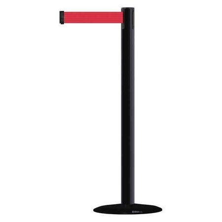 Tensabarrier Barrier Post with Belt, Black, 7 1/2 ft Length, 38 in Post Height, No Legend, Black MARINEPOST-33-STD-NO-R5X-C