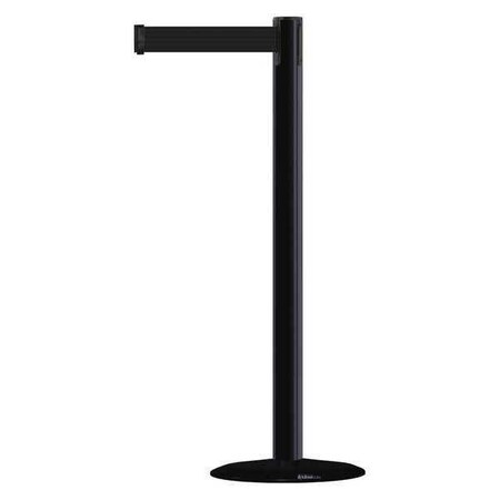 Tensabarrier Barrier Post with Belt, Black, 13 ft Length, 38 in Post Height, No Legend, Black MARINEPOST-33-MAX-NO-B9X-C