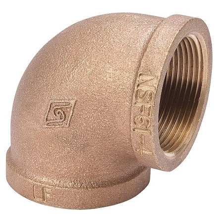 Zoro Select 90 Degrees Elbow Brass 90 Degrees Elbow, 1 1/4 in Female NPT X 1 1/4 in Female NPT 22UK99