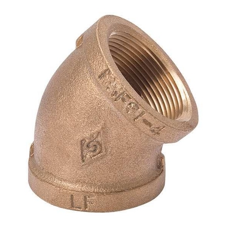 Zoro Select 45 Degrees Elbow Brass 45 Degrees Elbow, 1/4 in Female NPT X 1/4 in Female NPT 22UL02
