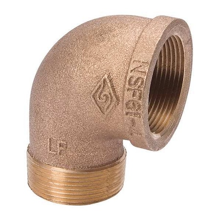 Zoro Select 90 Degrees Street Elbow Brass 90 Degrees Street Elbow, 1 1/4 in Male NPT X 1 1/4 in Female NPT 22UL07