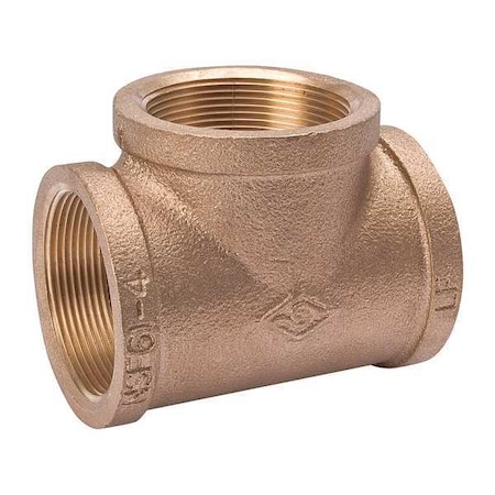 Zoro Select Tee Brass Tee, 1/8 in Female NPT X 1/8 in Female NPT 22UL16