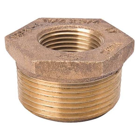 Zoro Select Bushing Brass Bushing, 3/8 in Male NPT X 1/4 in Female NPT 22UL36