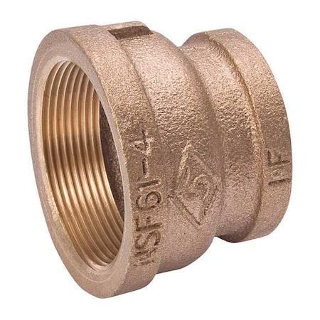 Zoro Select Coupling Brass Coupling, 3/8 in Female NPT X 1/4 in Female NPT 22UL47