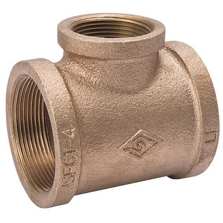Zoro Select Reducing Tee Brass Reducing Tee, 1/2 in Female NPT X 1/2 in Female NPT 22UL60