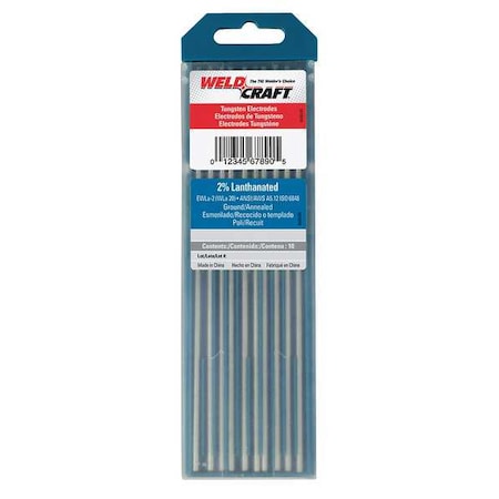 Miller Electric Tungsten Electrode 5/32" Dia., AWS A5.12 / ISO6848, PK10 WL2532X7