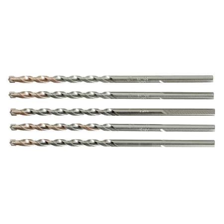 Milwaukee Tool 2-Cutter Hammer Drill Bit 1/4" x 6" Three-Flat, 5PK 48-20-8962