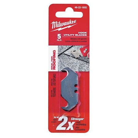 Milwaukee Tool Hook Utility Knife Blades, PK5 48-22-1932