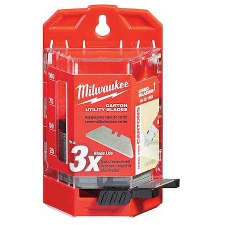 Milwaukee Tool Carton Utility Knife Blades w/ Dispenser, PK50 48-22-1954