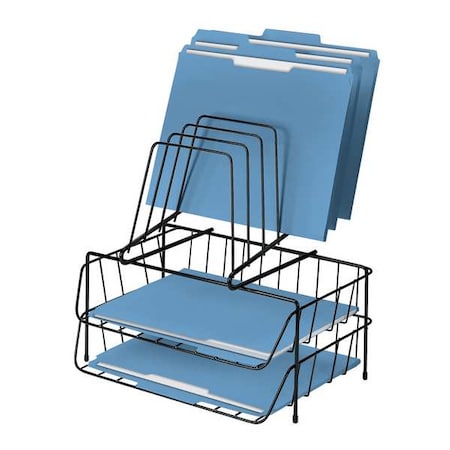 Fellowes Letter Tray, Black, Steel, 13 7/8 in W, 10 1/8 in L, 14 in H, 6 Number of Compartments 72391