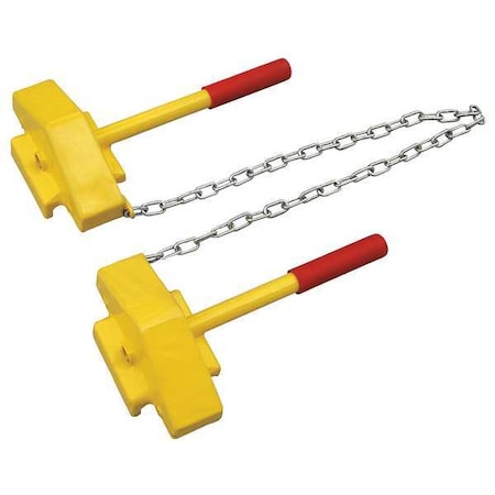 ZORO SELECT Rail Car Wheel Chock, Steel, Yellow 22XW93