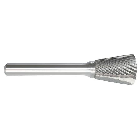 Zoro Select Carbide Bur, Inverted Cone, 3/8, 1/4 Shank 310-001231