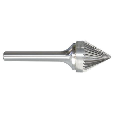 Zoro Select Carbide Bur, Cone, 5/8 In, 1/4 Shank 310-001165