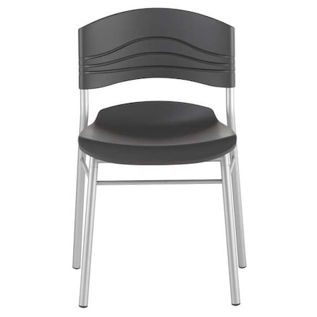 Iceberg CafeWorks Chair, Graphite Seat and Back, Silver Frame, 18 in Seat Height, 2 PK 64517