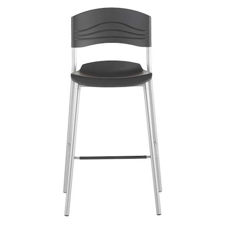Iceberg CafeWorks Bistro Stool, Graphite Seat and Back, Silver Frame, For 42 in H Table 64527
