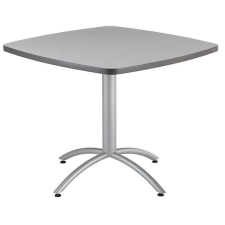 Iceberg CafeWorks Cafe/Breakroom Table, Gray Top, Silver Frame, 36 in W x 36 in L x 30 in H 65617