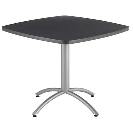 Iceberg CafeWorks Cafe/Breakroom Table, Graphite Top, Silver Frame, 36 in W x 36 in L x 29 in H 65618