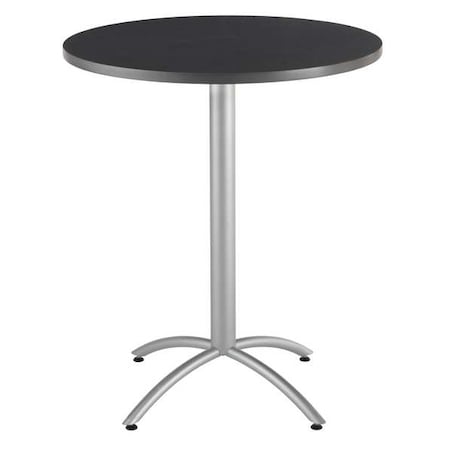 Iceberg CafeWorks Cafe/Breakroom Table, Graphite Granite Top, Silver Frame, 36 in Dia x 42 in H 65668