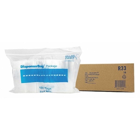 RELOC ZIPPIT Reclosable Poly Bag 2-MIL, 3"x3", Clear R33