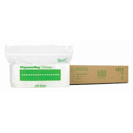 RELOC ZIPPIT Reclosable Poly Bag 4-MIL, 2"x 3", Clear 4R23