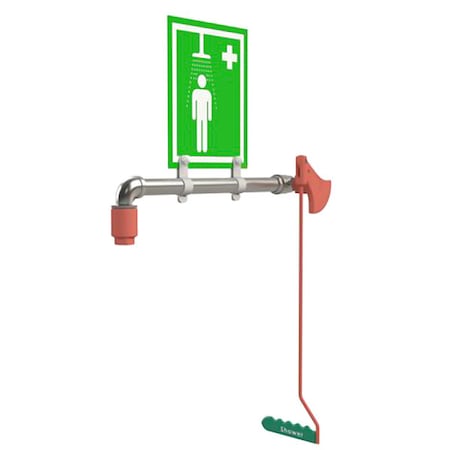 Hughes Safety Showers Drench Shower, Ring Mount, Stainless Steel Pipes 23GS