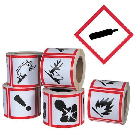 Ghs Safety GHS Label, 4 in H, 4 in W, Paper, PK500 GHS1258