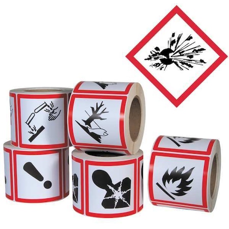 Ghs Safety GHS Label, 4 in H, 4 in W, Paper, PK500 GHS1259