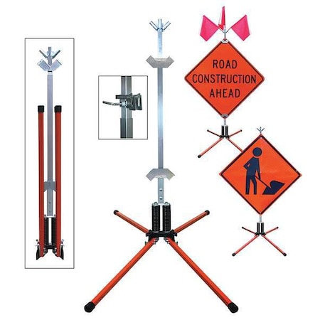 Dicke Sign Stand, Rigid and Roll-Up, Steel, 36 In, STF18-RG/RU STF18-RG/RU