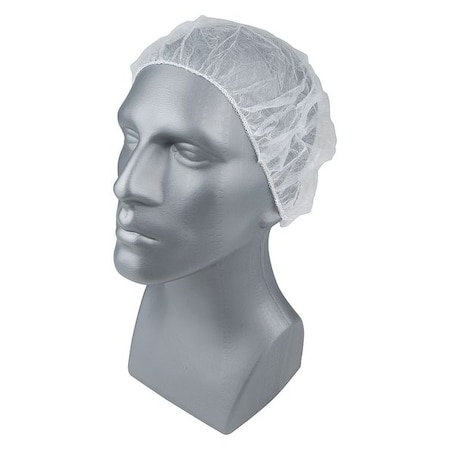Condor Bouffant Cap, Polypropylene, 18 in Dia., White, S, 1000 PK 23KX06