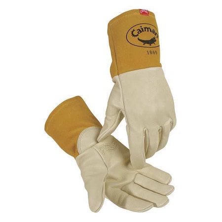 Caiman 1869 Welding Gloves, Gauntlet Cuff, Straight Thumb, Premium Goatskin, XL, 1 PR 1869-6