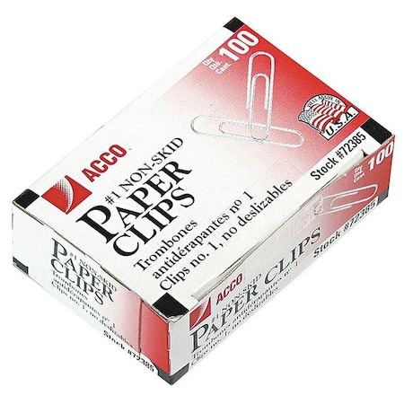 Acco Paper Clip, Silver, Steel Wire, PK1000 ACC72385