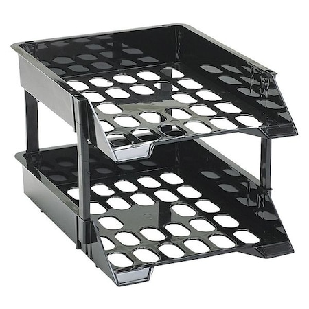 Deflecto Desk Tray, Black, Polystyrene, 11 2/5 in W, 15 in L, 3 in H, 14.88" D, 2 Number of Compartments DEF63304