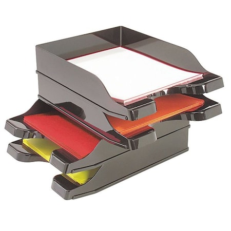 Deflecto Stacker Set, Black, Polystyrene, 13 2/3 in W, 4 1/4 in L, 10 in H, 13.63" D DEF63904