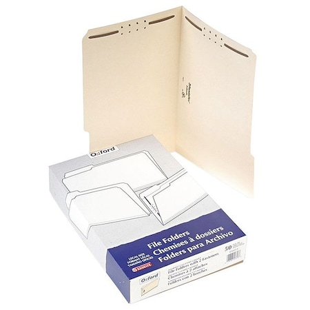 Zoro Select Manila Fastener Folders, 1/3-Cut Tabs, 2 Fasteners, Legal Size, Manila Exterior, PK50 PFXFM313