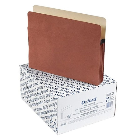 Zoro Select Expandable File Folder 8-1/2 x 11" Red, 3-1/2" Expansion, PK25 PFX1524EOX