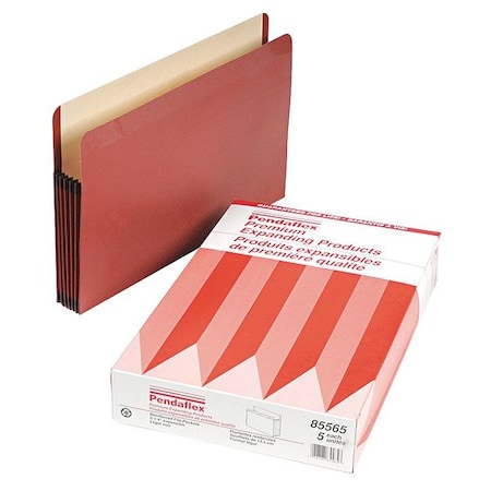 Zoro Select Expandable File Folder 8-1/2 x 14" Red, 5-1/4" Expansion, PK5 PFX85565